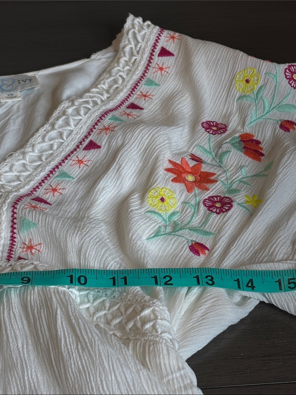 🤍 White Embroidered Boho Dress Romper Floral V-Neck Lined Women’s XS Jun & Ivy - Picture 7 of 9